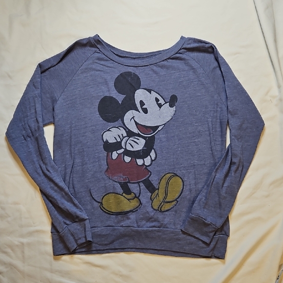 Disney Tops - Disney Mickey Mouse Distressed Long Sleeve Shirt Large